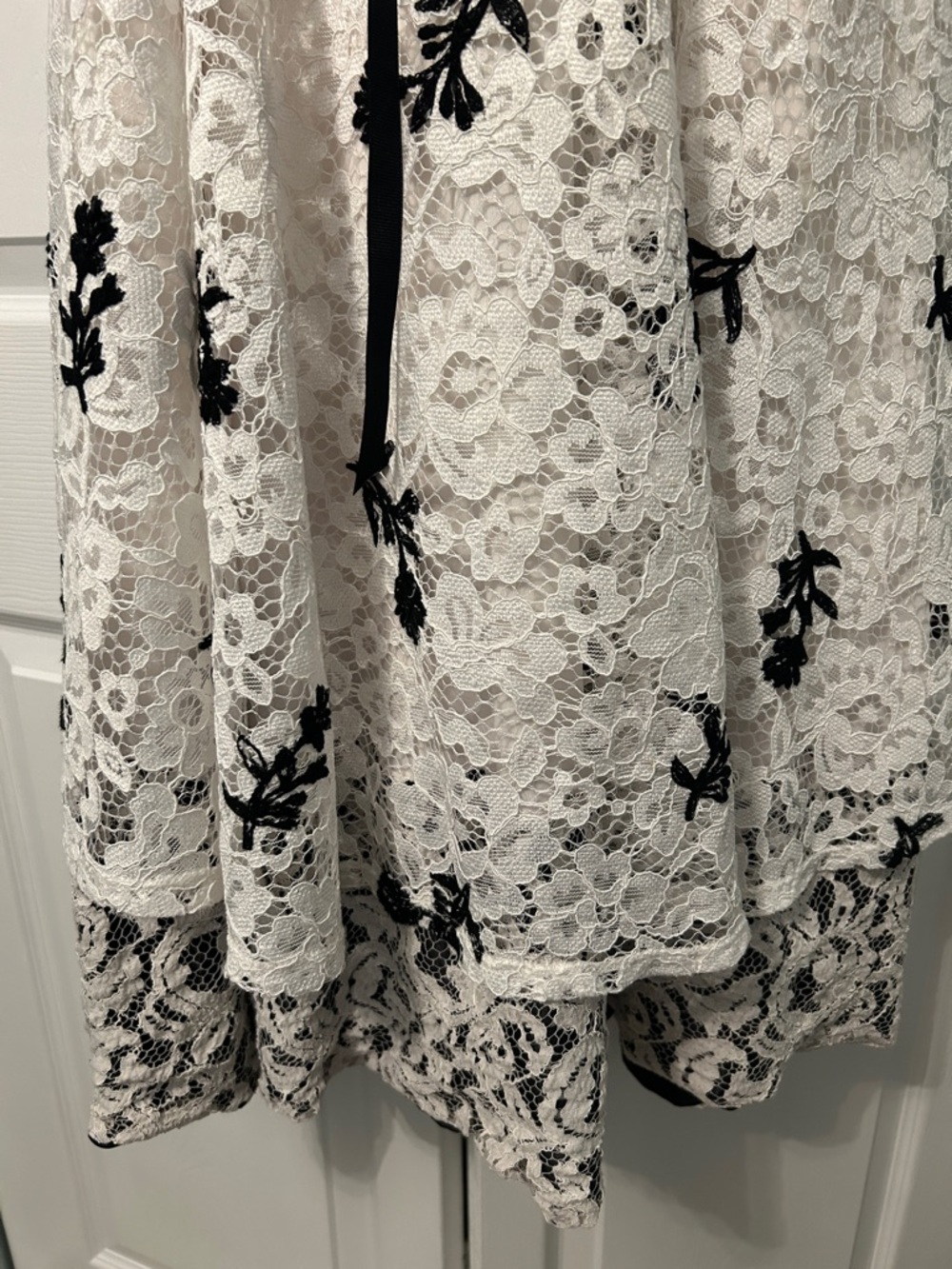 Elegant White and Black Lace Dress - Picture 3 of 5